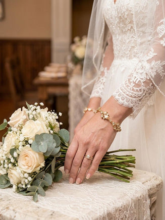 Art Deco Bridal Jewelry Set – Necklace, Bracelet, Earrings in Gold, Rose Gold, Silver