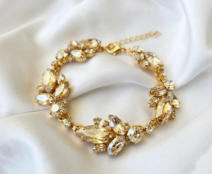 Art Deco Bridal Jewelry Set – Necklace, Bracelet, Earrings in Gold, Rose Gold, Silver
