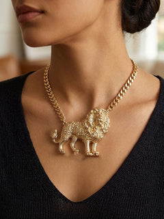 Lion Statement Gold Necklace