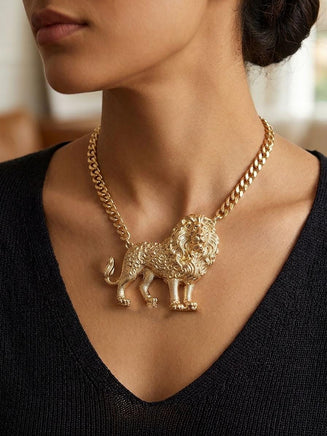 Lion Statement Gold Necklace