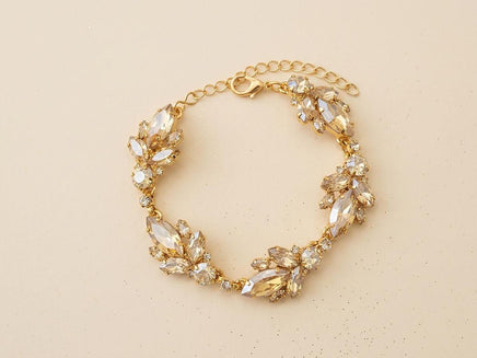 Art Deco Bridal Jewelry Set – Necklace, Bracelet, Earrings in Gold, Rose Gold, Silver