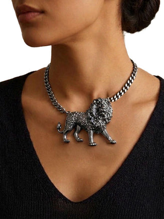 Lion Statement Black Necklace