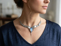 Chunky Moonstone Boho Necklace – Sterling Silver Statement Jewelry