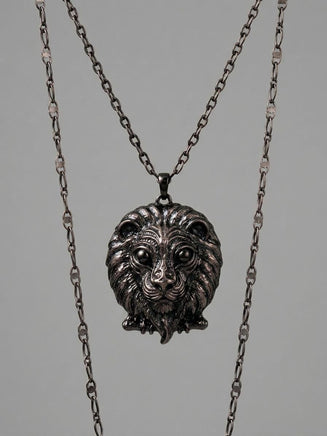 Black Lion Head Statement Necklace