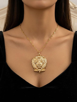 Black Lion Head Statement Necklace