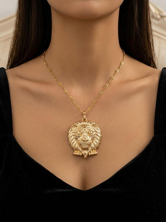 Black Lion Head Statement Necklace
