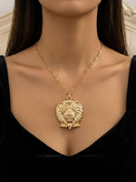 Black Lion Head Statement Necklace