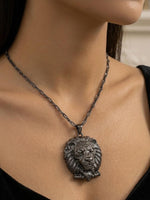 Black Lion Head Statement Necklace