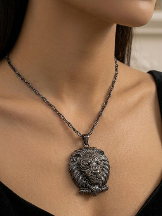 Black Lion Head Statement Necklace