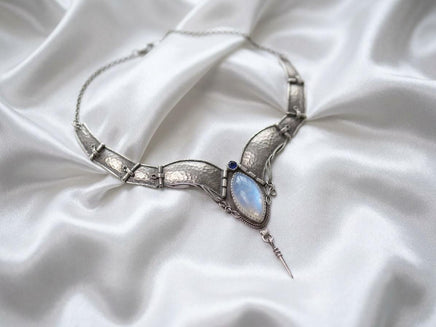 Chunky Moonstone Boho Necklace – Sterling Silver Statement Jewelry