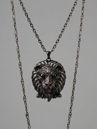 Lion Head Statement Pendant Necklace