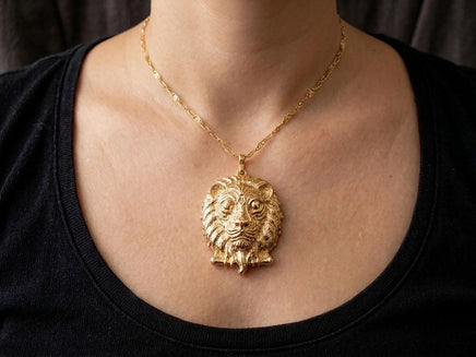 Black Lion Head Statement Necklace