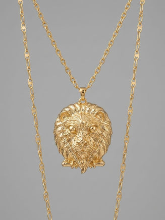 Black Lion Head Statement Necklace