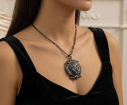Lion Head Statement Pendant Necklace