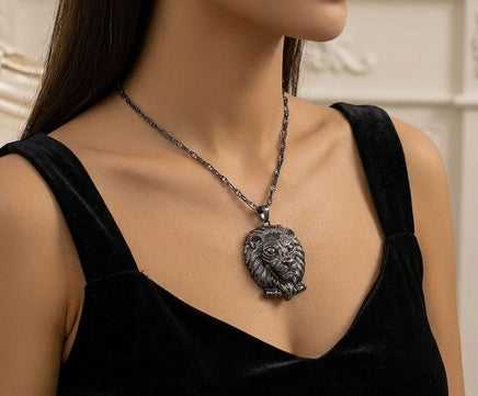 Black Lion Head Statement Necklace