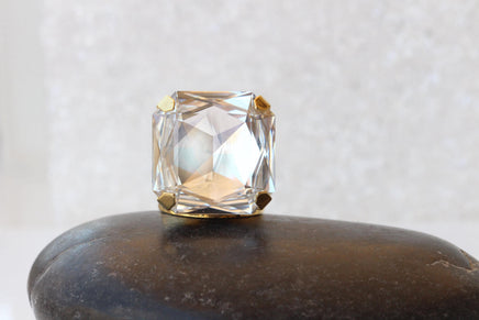 Crystal Square Statement Ring – Adjustable Cocktail Jewelry