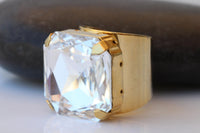 Crystal Square Statement Ring – Adjustable Cocktail Jewelry