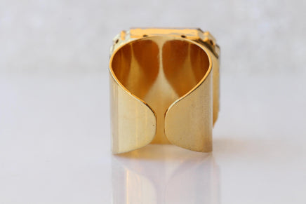 Crystal Square Statement Ring – Adjustable Cocktail Jewelry