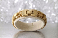 Gold Plated Braided Lace Cuff Bracelet – Classic Mesh Bangle