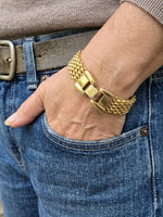 Gold Plated Braided Lace Cuff Bracelet – Classic Mesh Bangle
