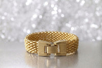 Gold Plated Braided Lace Cuff Bracelet – Classic Mesh Bangle