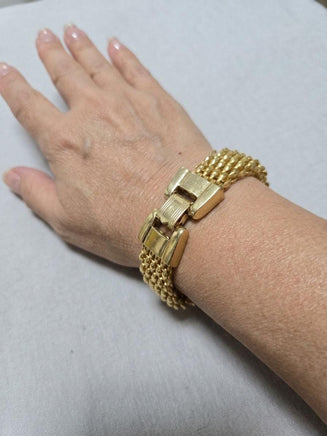 Gold Plated Braided Lace Cuff Bracelet – Classic Mesh Bangle