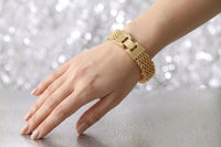 Gold Plated Braided Lace Cuff Bracelet – Classic Mesh Bangle