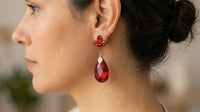 Red Ruby Crystal Teardrop Earrings – Dangle Leaf Earrings