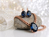 Navy Blue Montana Crystal Oval Earrings – Minimalist Daily Jewelry