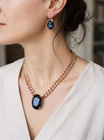 Navy Blue Montana Crystal Oval Earrings – Minimalist Daily Jewelry