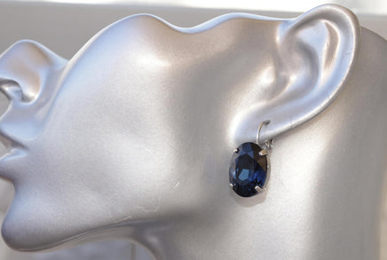 Navy Blue Montana Crystal Oval Earrings – Minimalist Daily Jewelry