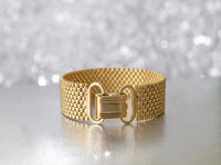 24K Gold Plated Wide Mesh Bracelet