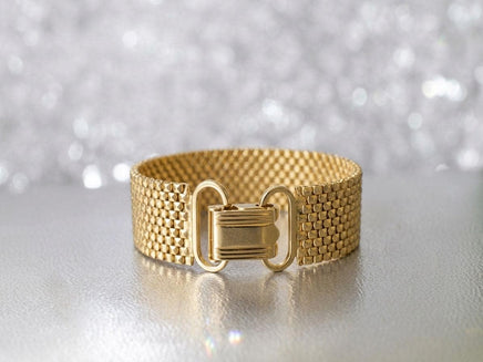 24K Gold Plated Wide Mesh Bracelet