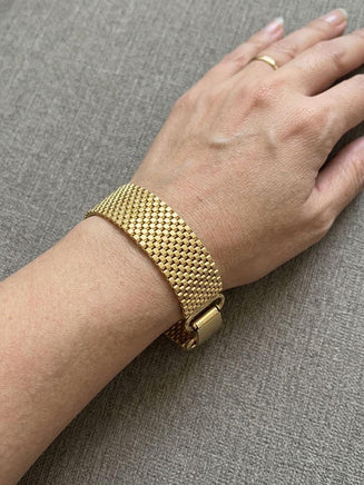 24K Gold Plated Wide Mesh Bracelet