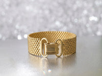 24K Gold Plated Wide Mesh Bracelet