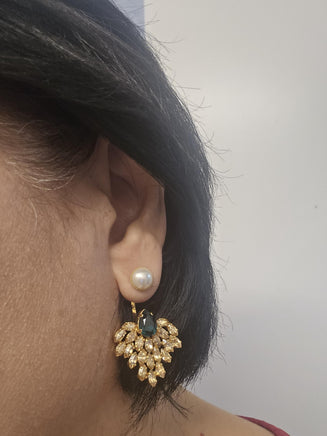 Bridal Ear Jackets: Emerald, Pearl & Champagne