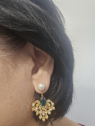 Bridal Ear Jackets: Emerald, Pearl & Champagne