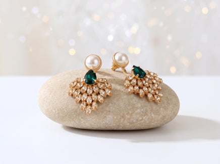 Bridal Ear Jackets: Emerald, Pearl & Champagne