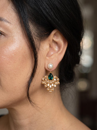 Bridal Ear Jackets: Emerald, Pearl & Champagne