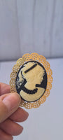 BLACK CAMEO BROOCH