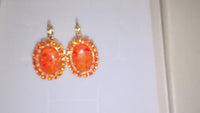 ORANGE OPAL EARRINGS, Opal Drop Earrings, Fire Opal Earrings, Christmas Gift, Oval Orange Earrings, Opal Gold Earrings, Unique Gift For Her