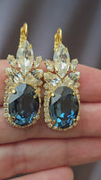 BLUE NAVY EARRINGS And Necklace Set