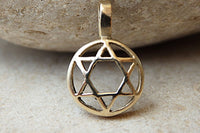 14K Solid Gold Star Of David Pendant