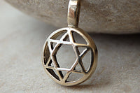 14K Solid Gold Star Of David Pendant