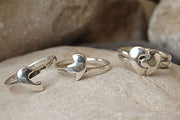 2 Pcs Heart Shape Sterling Silver Couples Ring Set