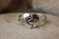 2 Pcs Heart Shape Sterling Silver Couples Ring Set