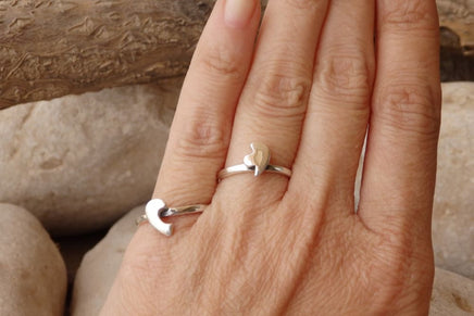 2 Pcs Heart Shape Sterling Silver Couples Ring Set