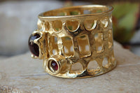 3 Stones Garnet Band Ring