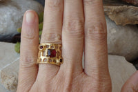 3 Stones Garnet Band Ring