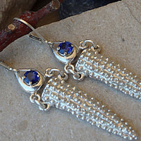 925 Sterling Silver Genuine Sapphire Earrings